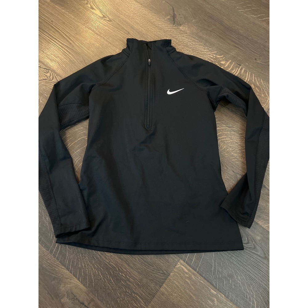 Nike Dri-FIT Womens Black Quarter Zip Running Top Pullover Small 605002-477145